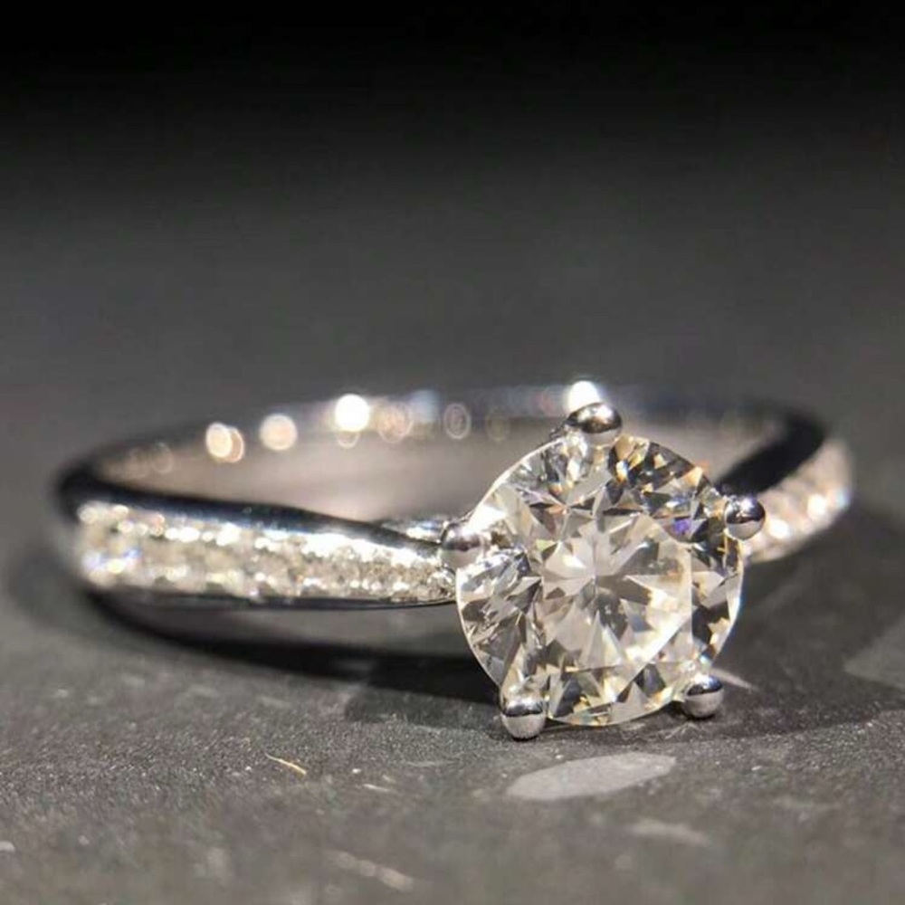 925 sterling silver plated Elegant Silver Diamond Ring